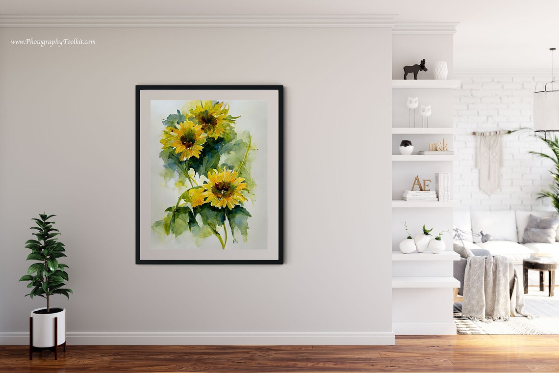 Sunflower Botanical Watercolor Flower Poster - Image 2
