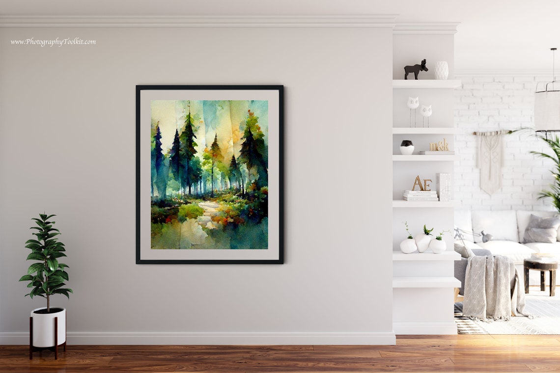 Forest Print Landscape Art Print Forest Art Print Forest Oil Painting Colorful Nature Art Woodland Art Nature Art Colorful Trees - Image 4