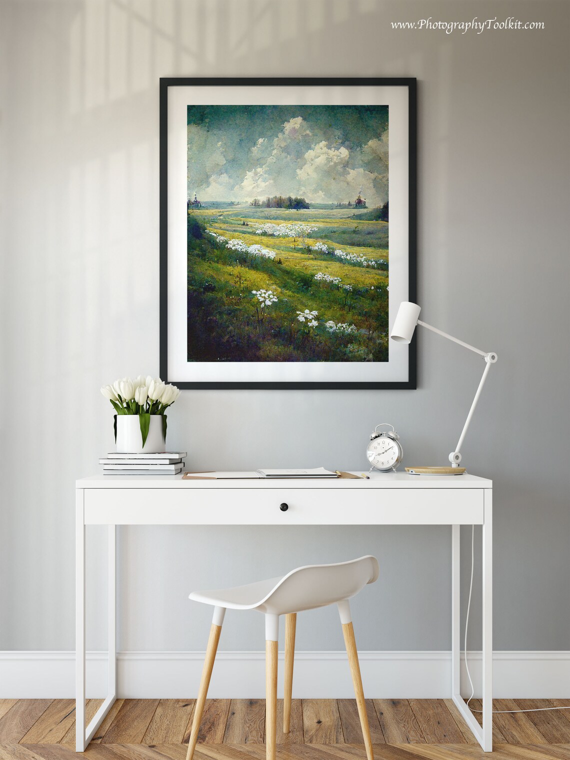 Spring Meadow Landscape Print, Vintage Country Field - Image 2