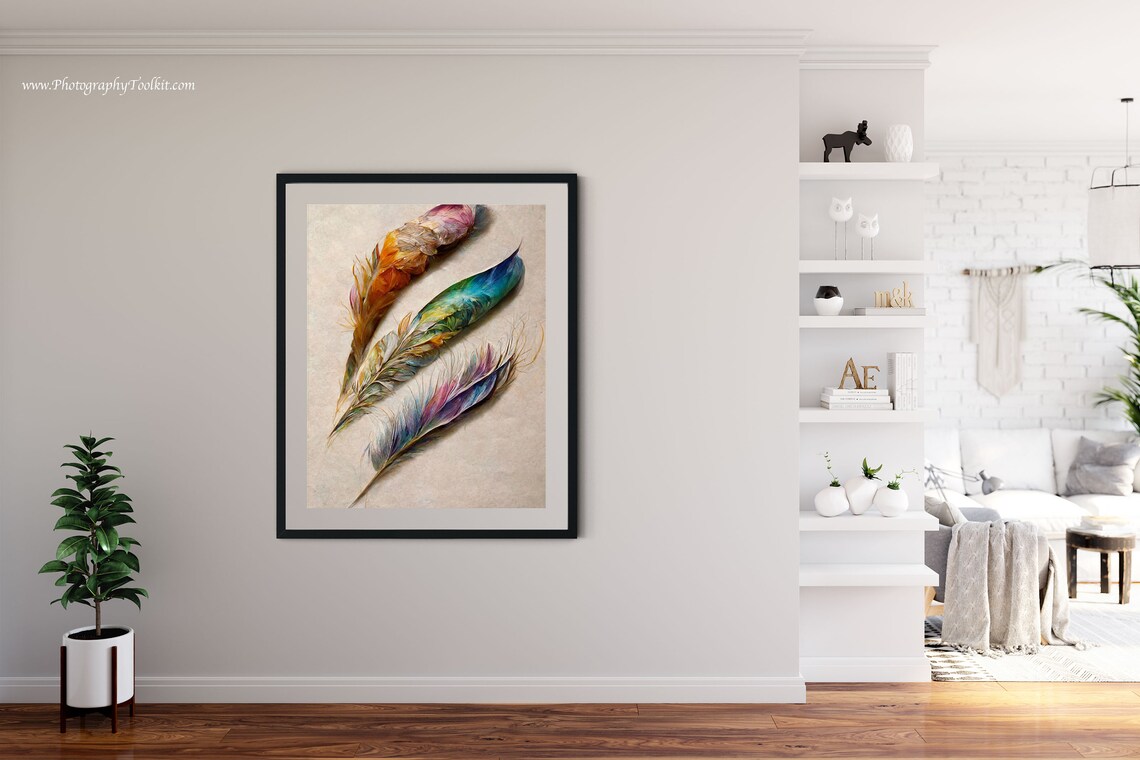 Vintage Feather Art Print, Rustic Wall Art - Image 4