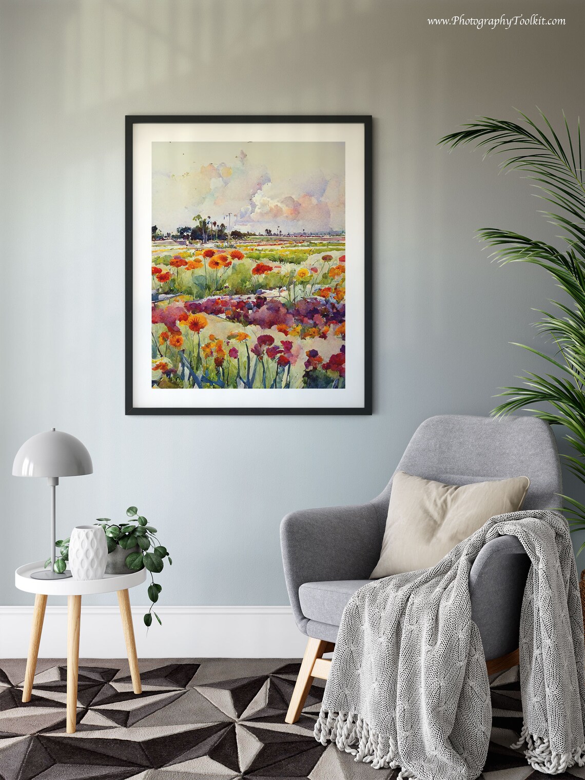 Wildflower Meadow Poppy Field Watercolor Summer Landscape Poster - Image 6