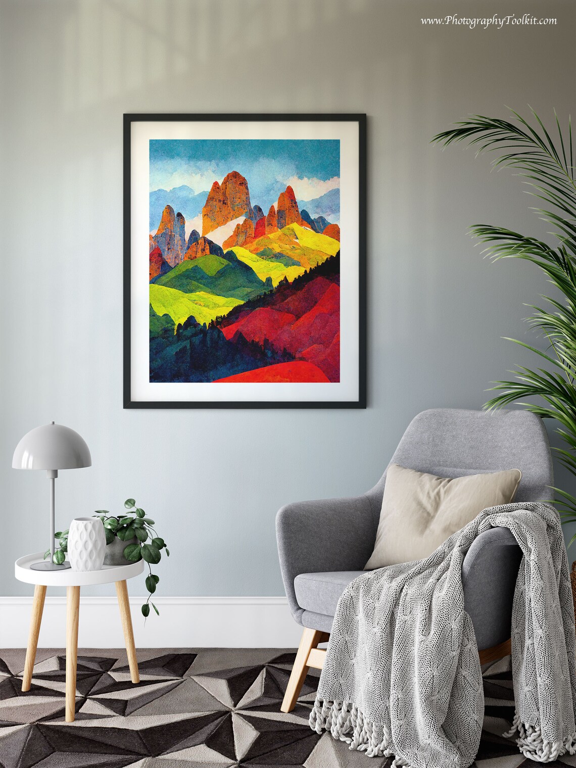 Dolomites Colorful Jagged Mountain Peaks Bold Expressionist Landscape Print - Image 6