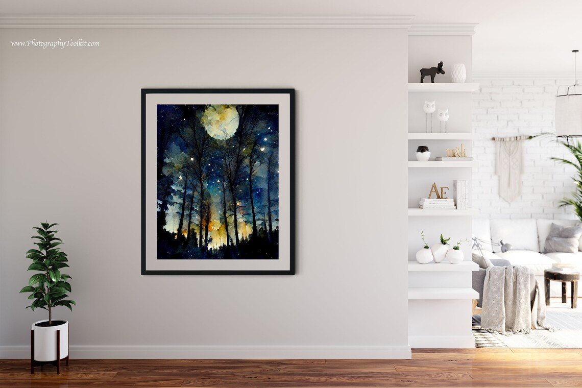 Night Sky Print Starry Night Star Patterns Star Poster Full Moon Magic Star Chart Poster Moon And Star Decoration Moon Art - Image 4