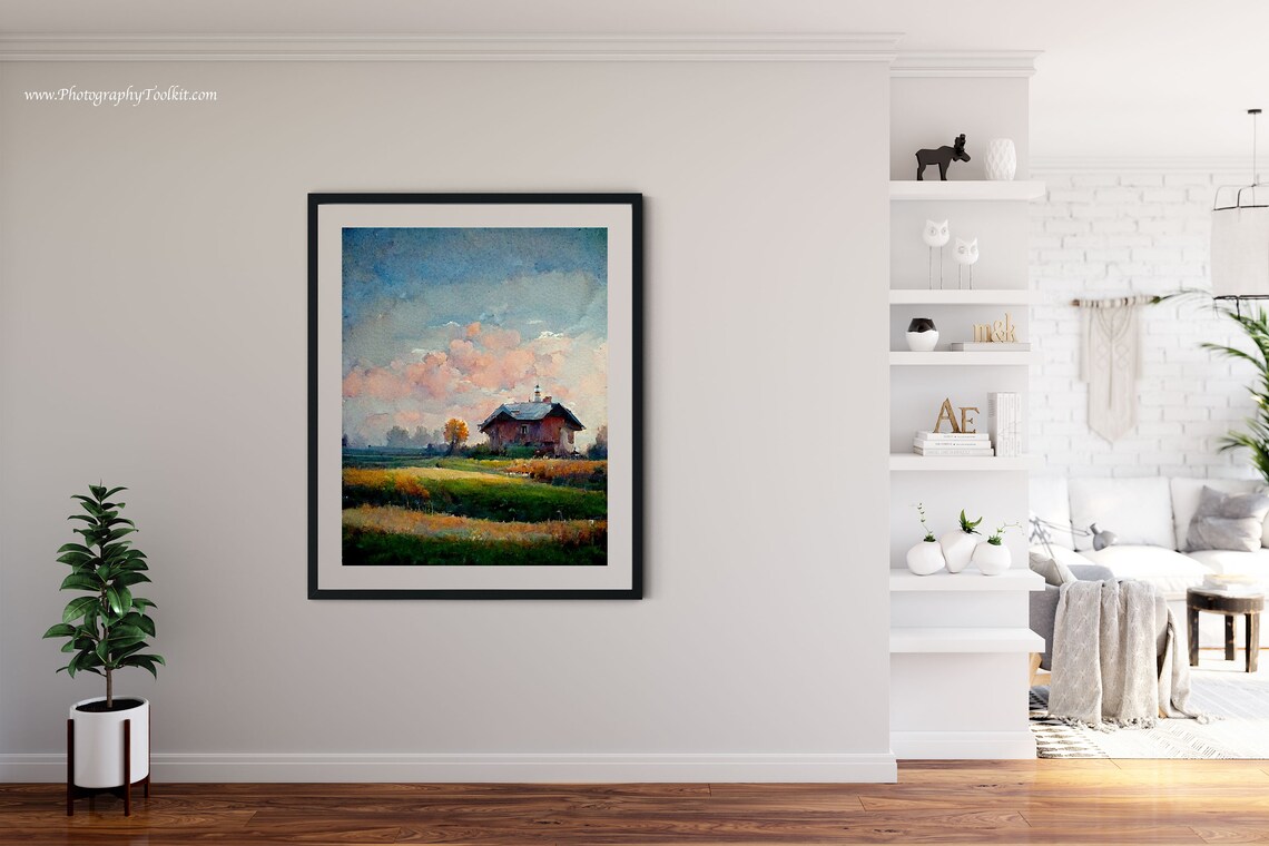 Country Landscape Painting Spring Meadow Art Print - Image 4