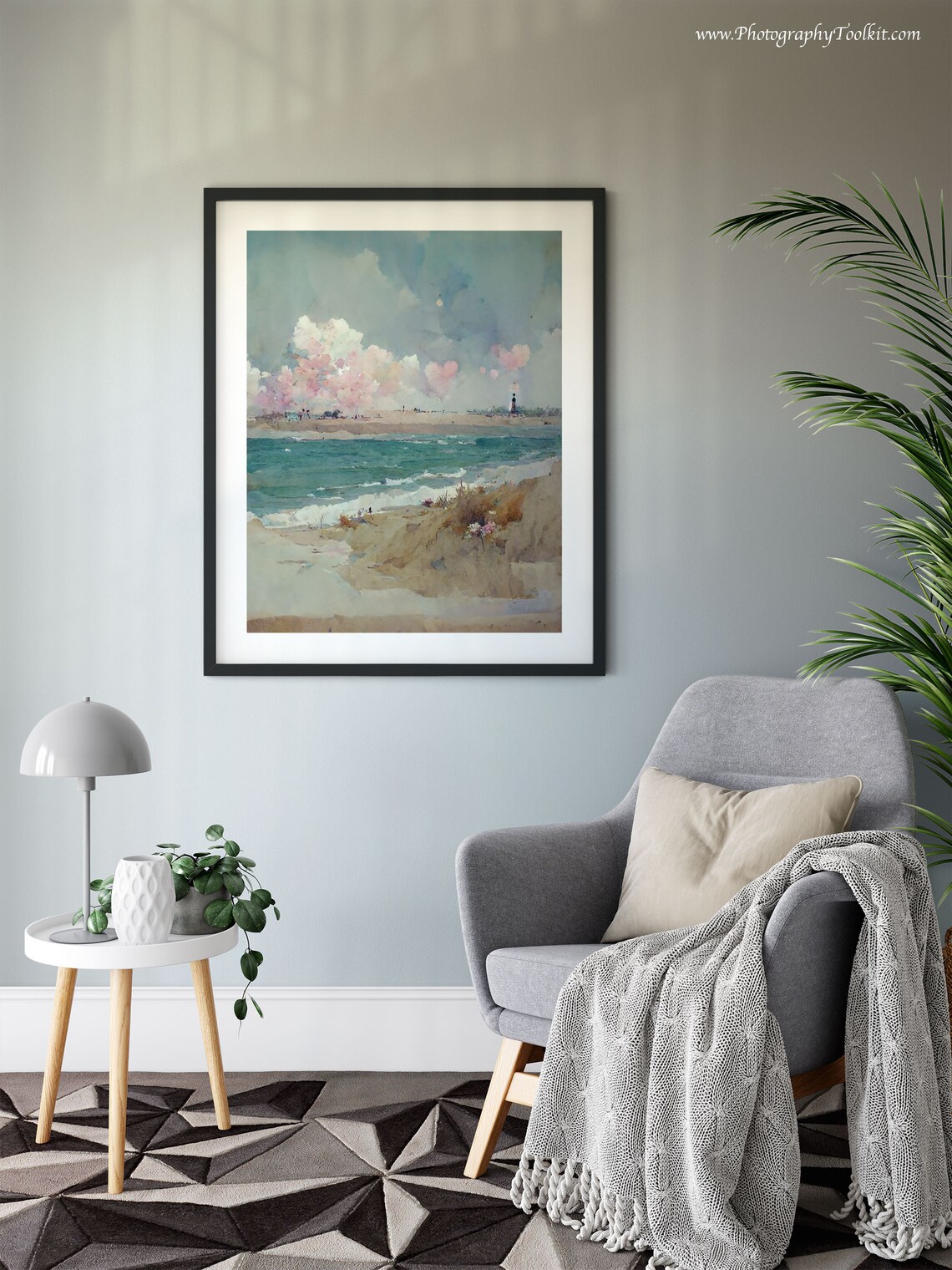 Rustic Coastal Vintage Seaside Landscape Art Print - Image 6