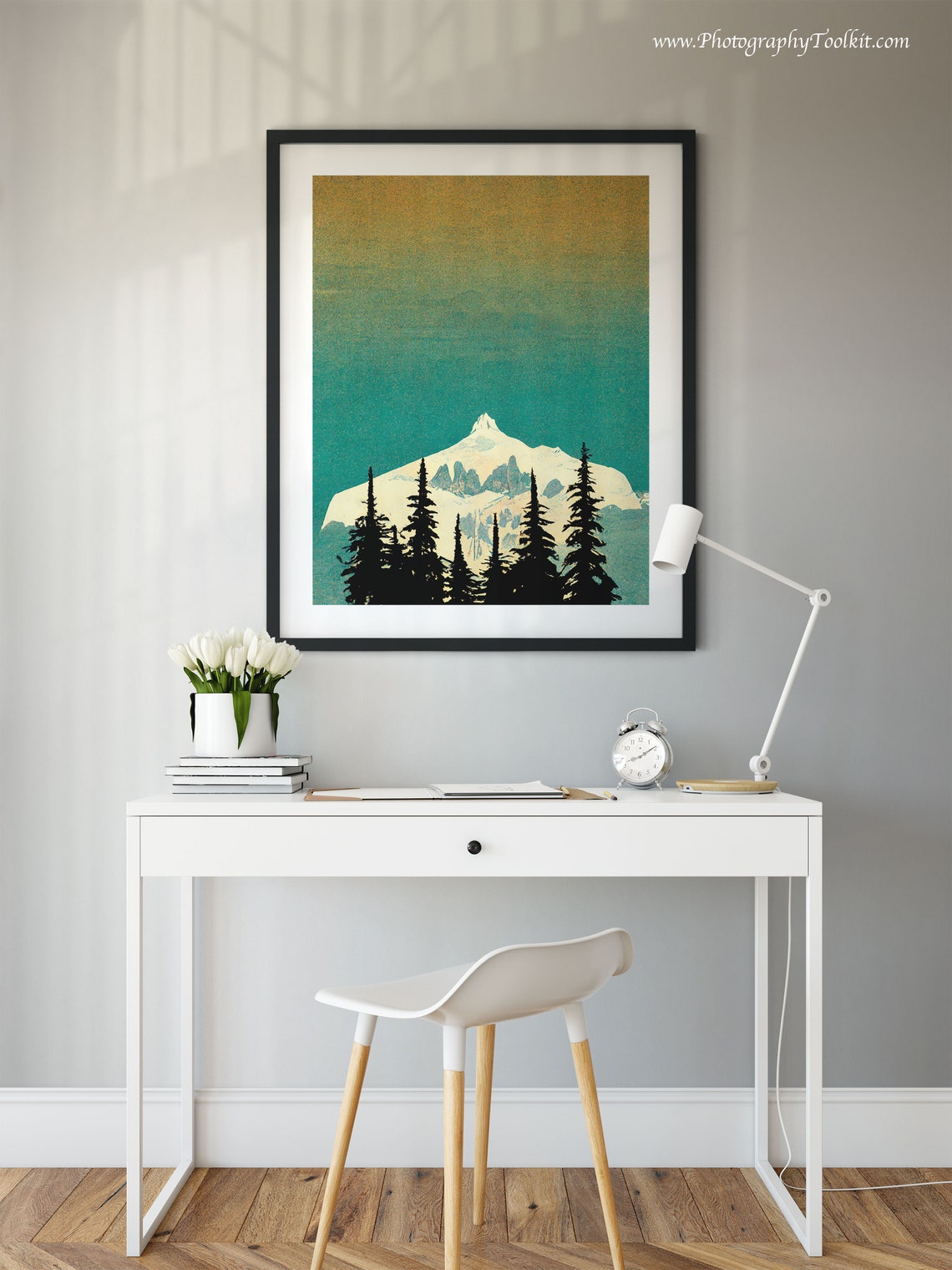 North Cascades National Park Snow Peak Pines Minimalist Poster - Image 2