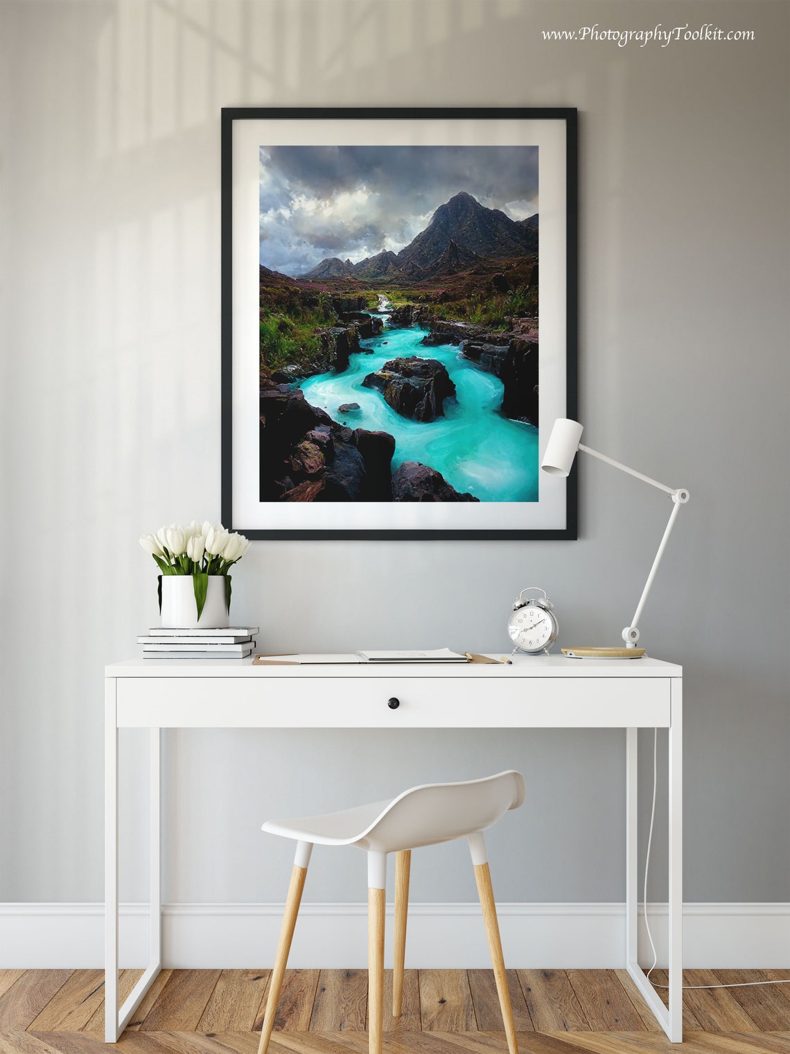Turquoise Glacial River Through Rocky Mountain Valley Dramatic Poster - Image 2