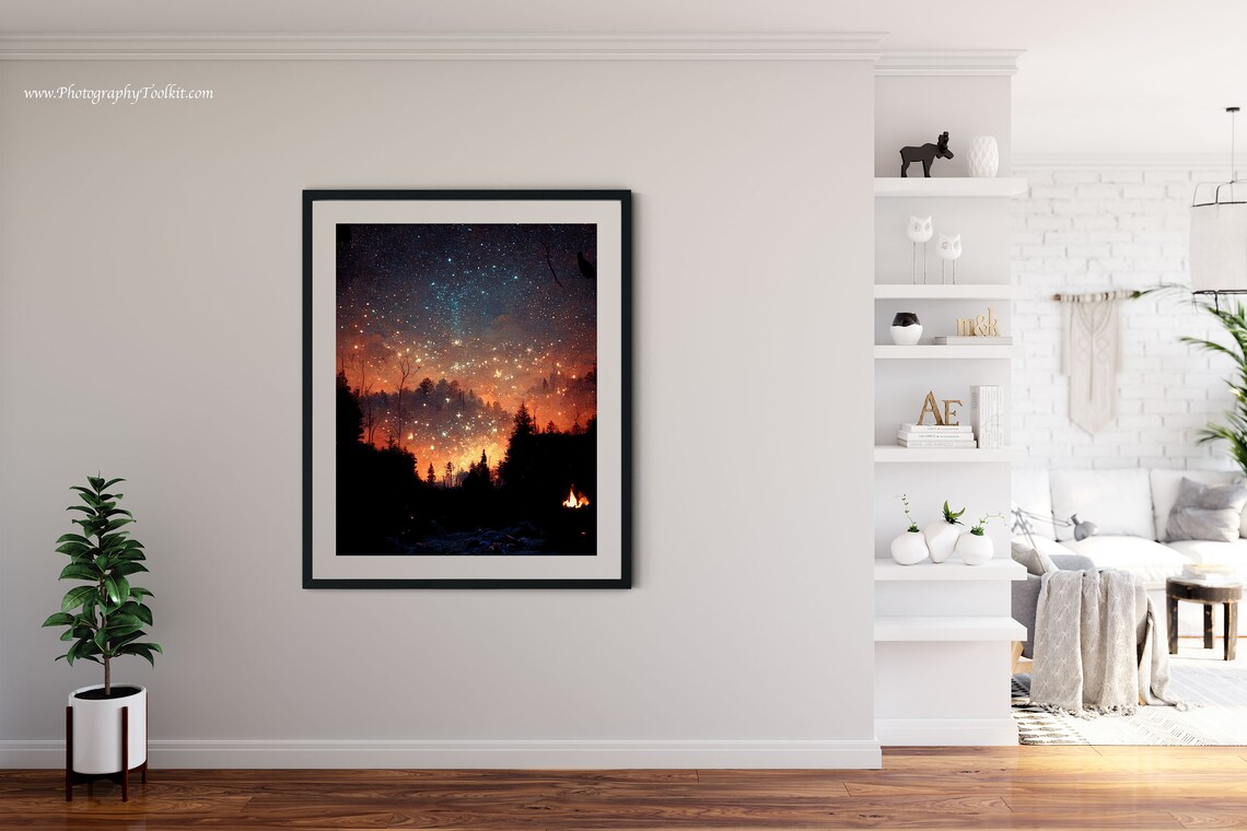 Camping Under The Stars Campfire Art Print - Image 4