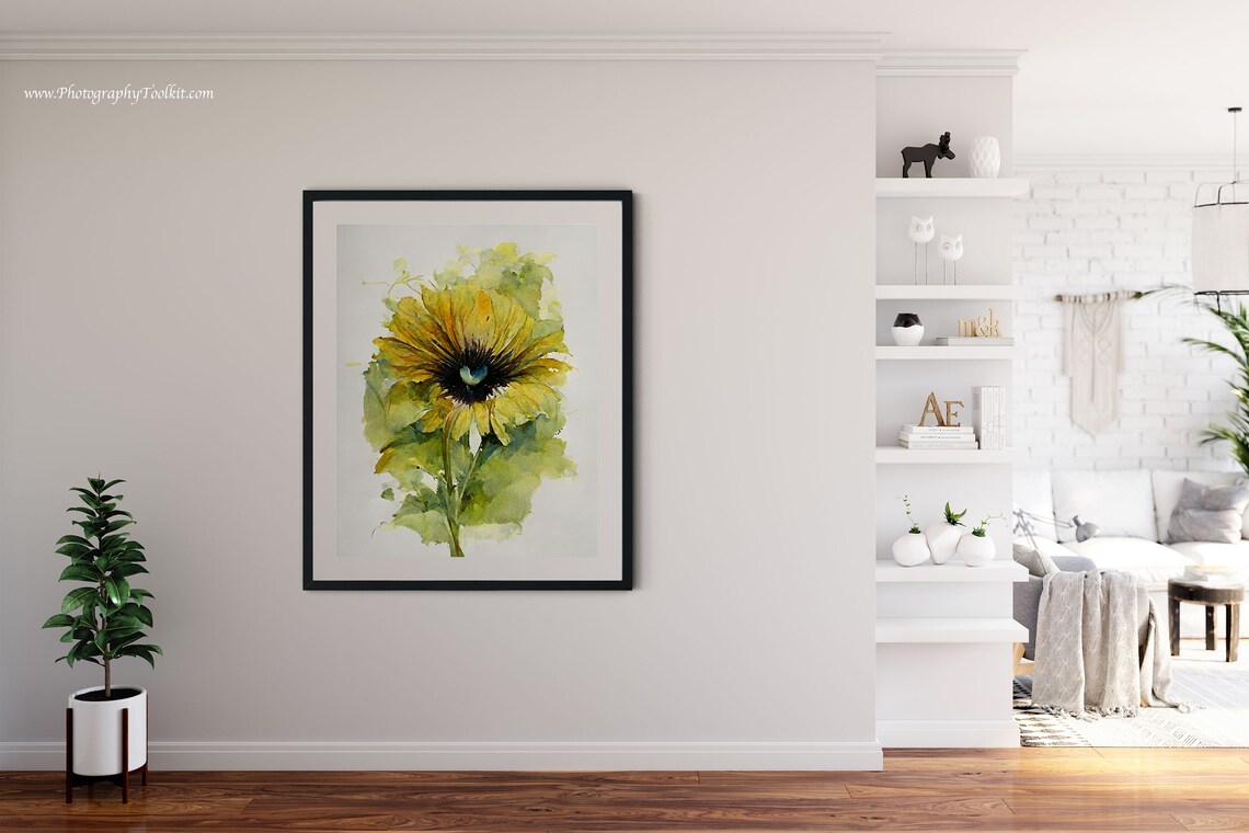 Sunflower Botanical Watercolor Flower Art Print - Image 2
