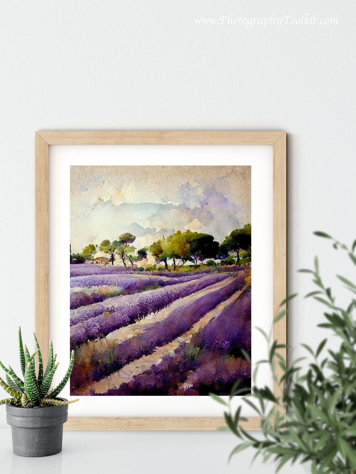 Lavender Field Rows Trees Watercolor Purple Floral Art Poster - Image 5