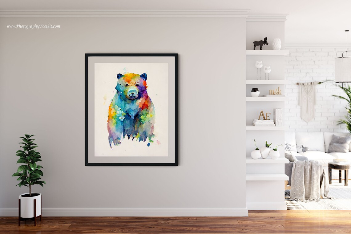 Colorful Watercolor Bear Multicolor Wildlife Art Cute Animal Poster - Image 4