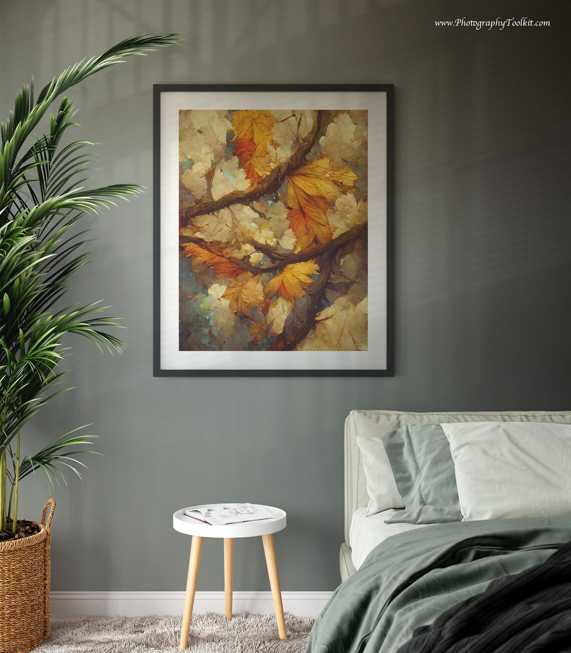 Autumn Maple Leaves Golden Branches Painterly Fall Foliage Close Up Print - Image 3