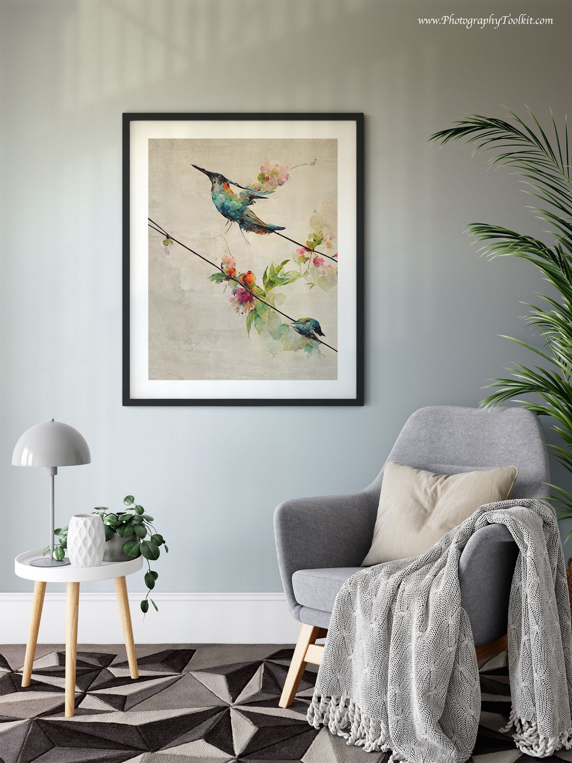 Hummingbird Blossom Branch Graceful Watercolor Bird Scenic Poster - Image 6