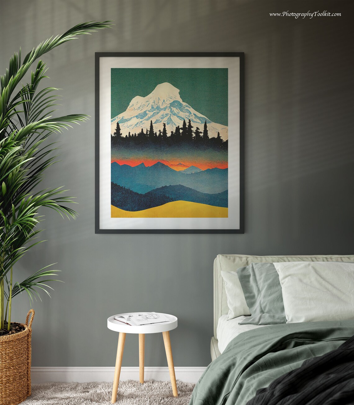 Mount Rainier Washington Retro Sunset Pines National Park Poster - Image 3