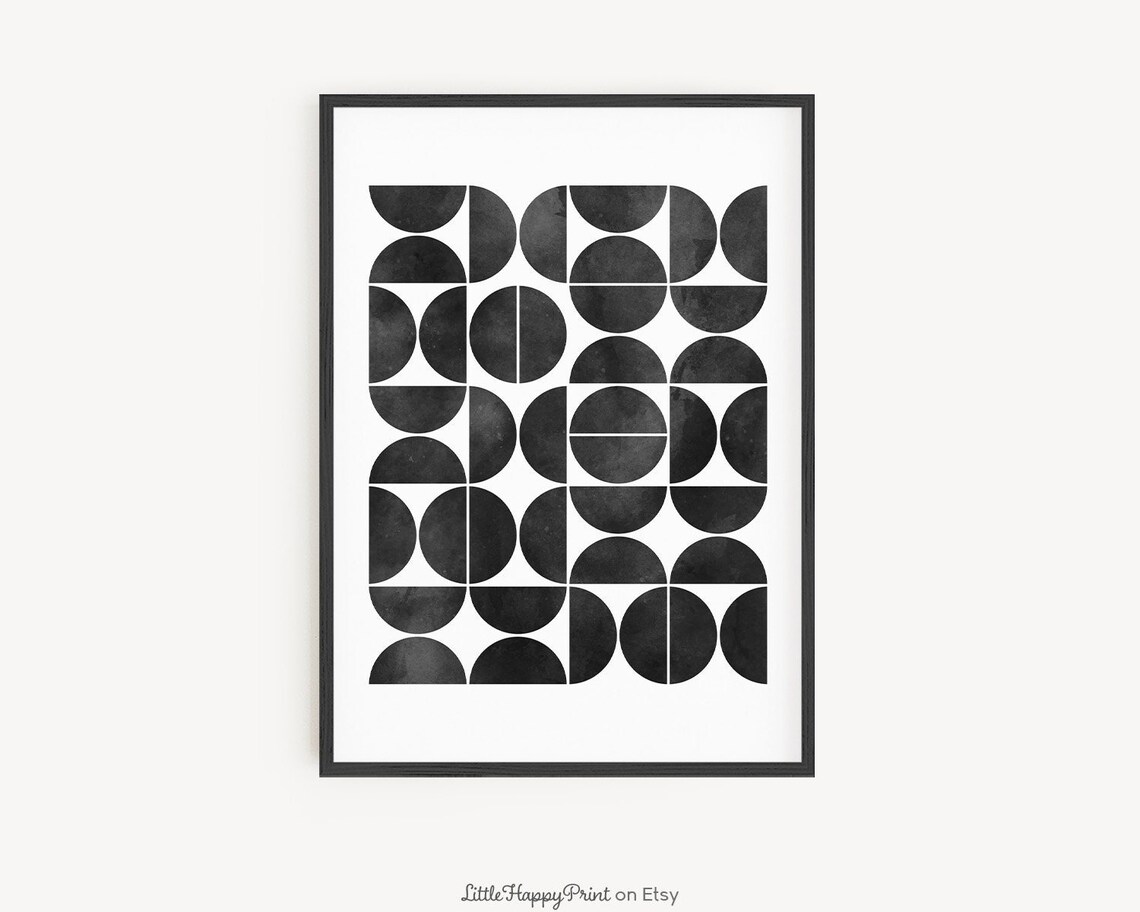 Geometric Abstract, Mid Century Modern Shapes Art Print