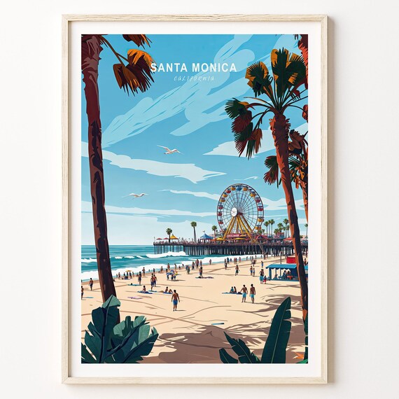 Santa Monica Travel Poster, California City Art Print