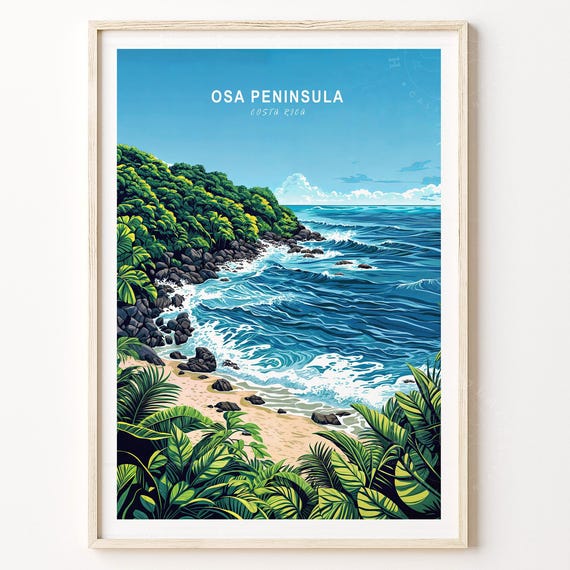 Osa Peninsula Travel Print Cost Rica Poster Costa Wall Art Housewarming Gifts Minimalist Cityscape