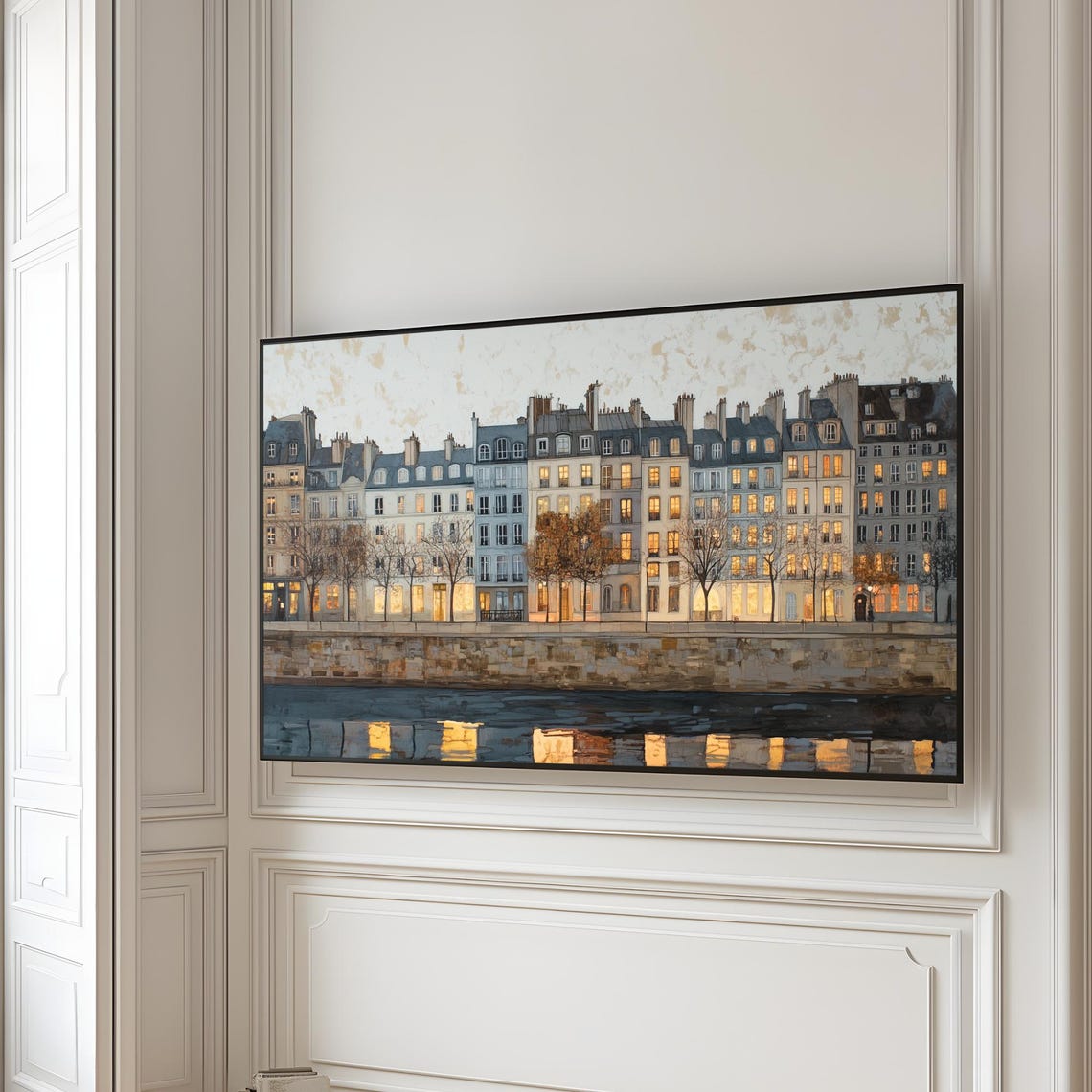 Paris Riverside Evening Glow Haussmann Architecture Wall Art - Image 4