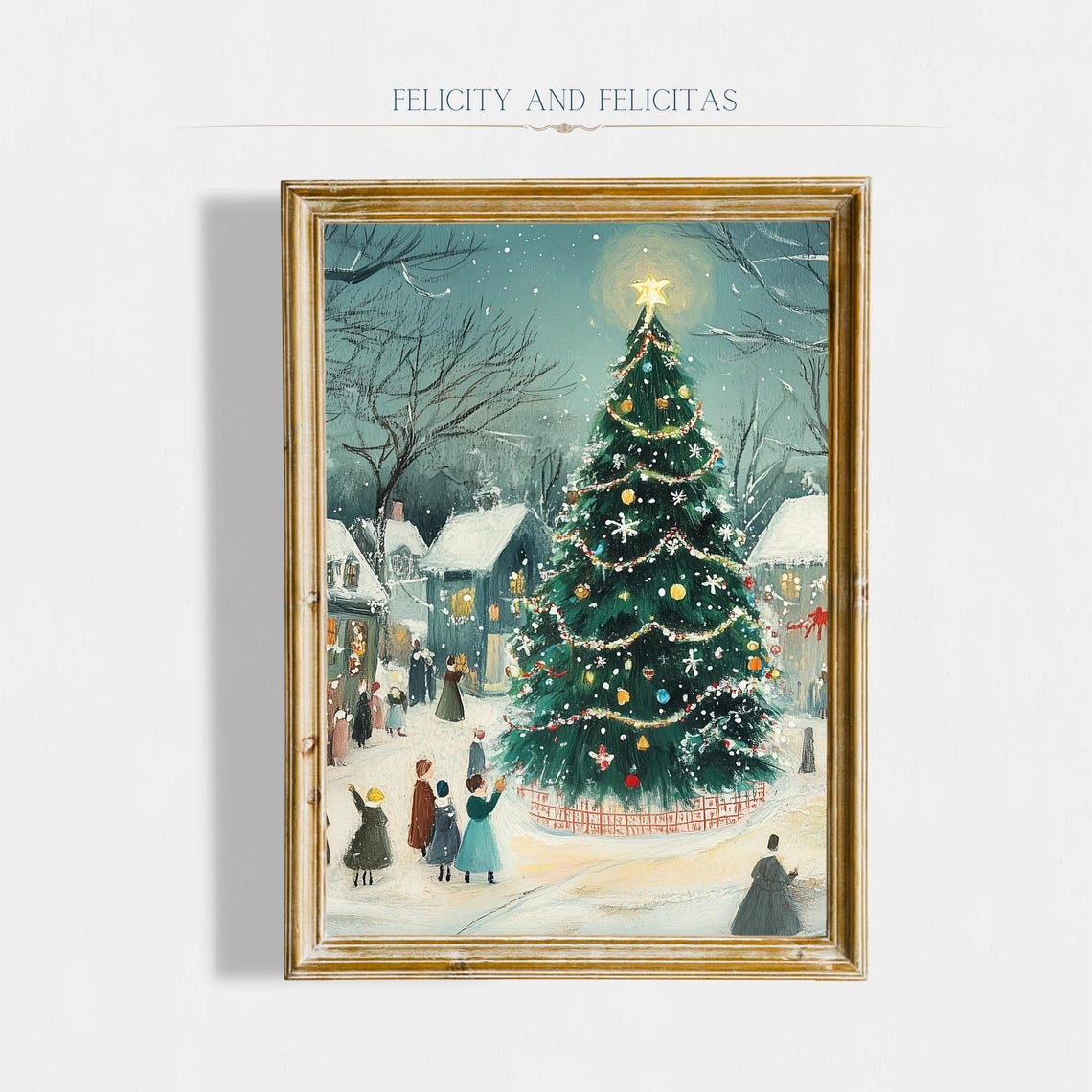 Christmas Tree Wall Art Cute Christmas Eve Art Christmas Decor Cozy Winter Decor Christmas Decor