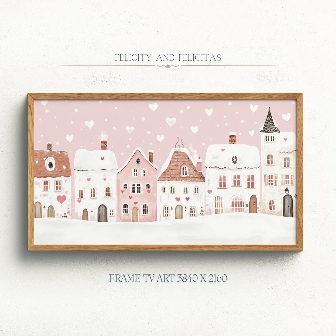 Valentine Village Heart Art Print, Pink Aesthetic - Image 6