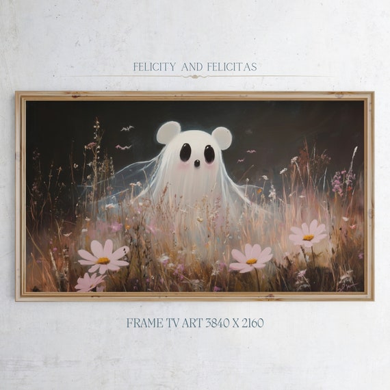 Halloween Mouse Ghost Frame Tv Art Cute Ghost Mouse Frame Tv Art Spooky Season Screensaver