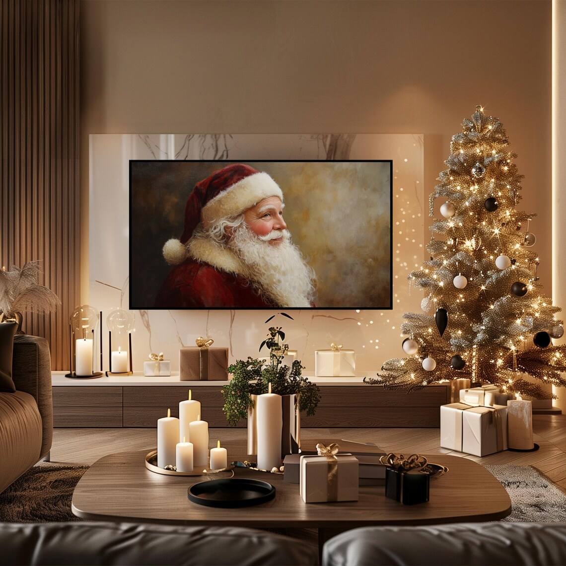 Santa Claus Portrait Oil Painting Classic Christmas Holiday Poster - Image 5
