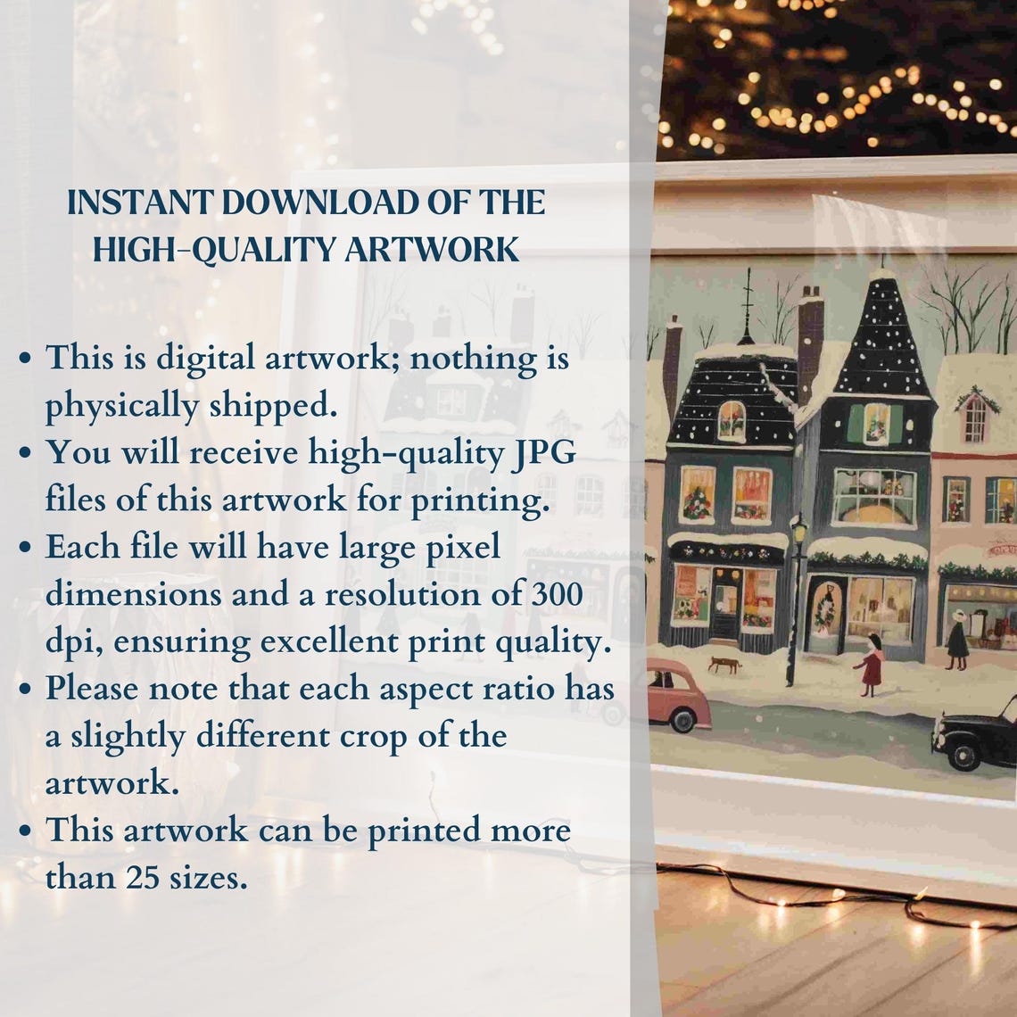 Retro Winter Wall Art Cute Winter Village Vintage Christmas Decor Hello December Print - Image 2