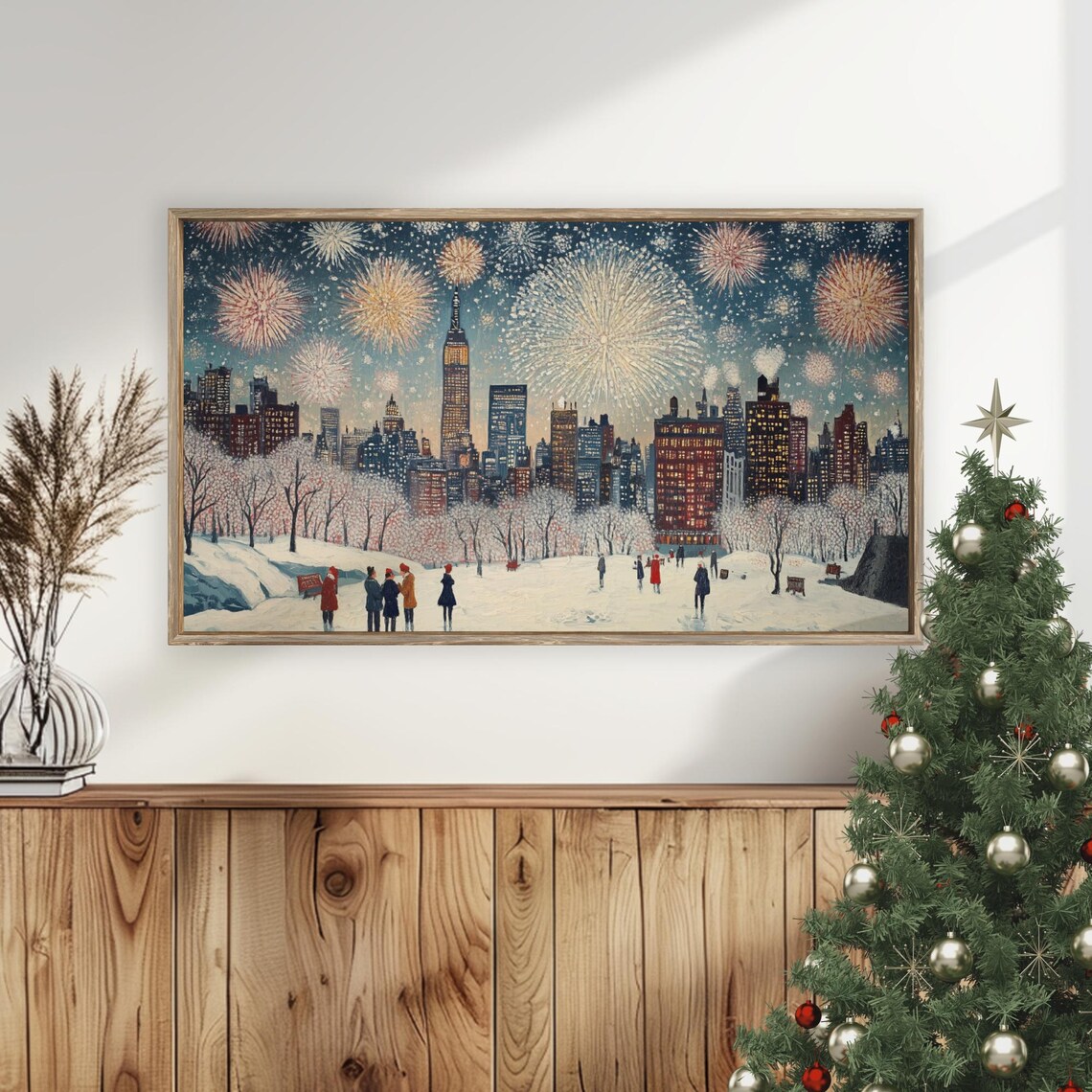New York City New Years Eve Fireworks Skyline Frame TV Art Poster - Image 5