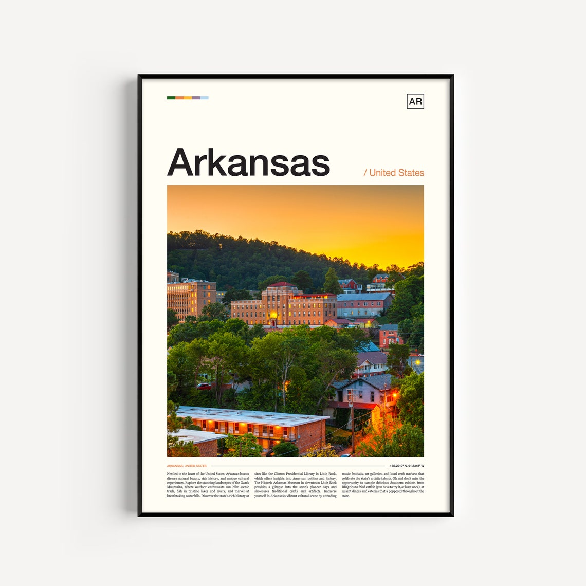 Arkansas Art Arkansas Travel Arkansas Gift Arkansas Print Arkansas Poster Usa Poster Travel Print Arkansas Wall Art Arkansas Decor