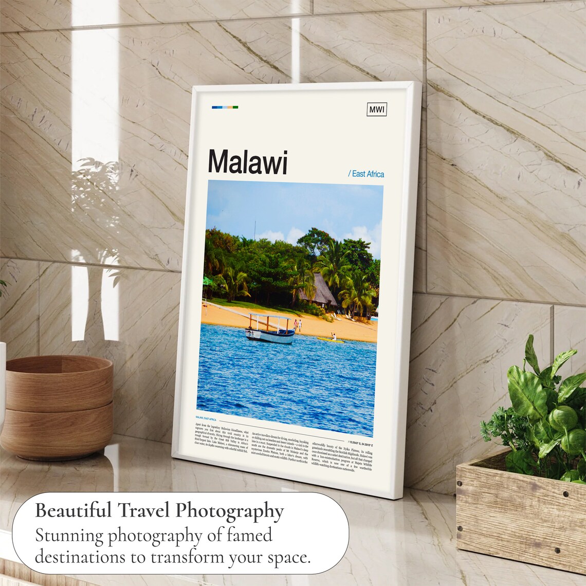 Malawi Lake Travel Poster, Africa Wall Art Print - Image 4