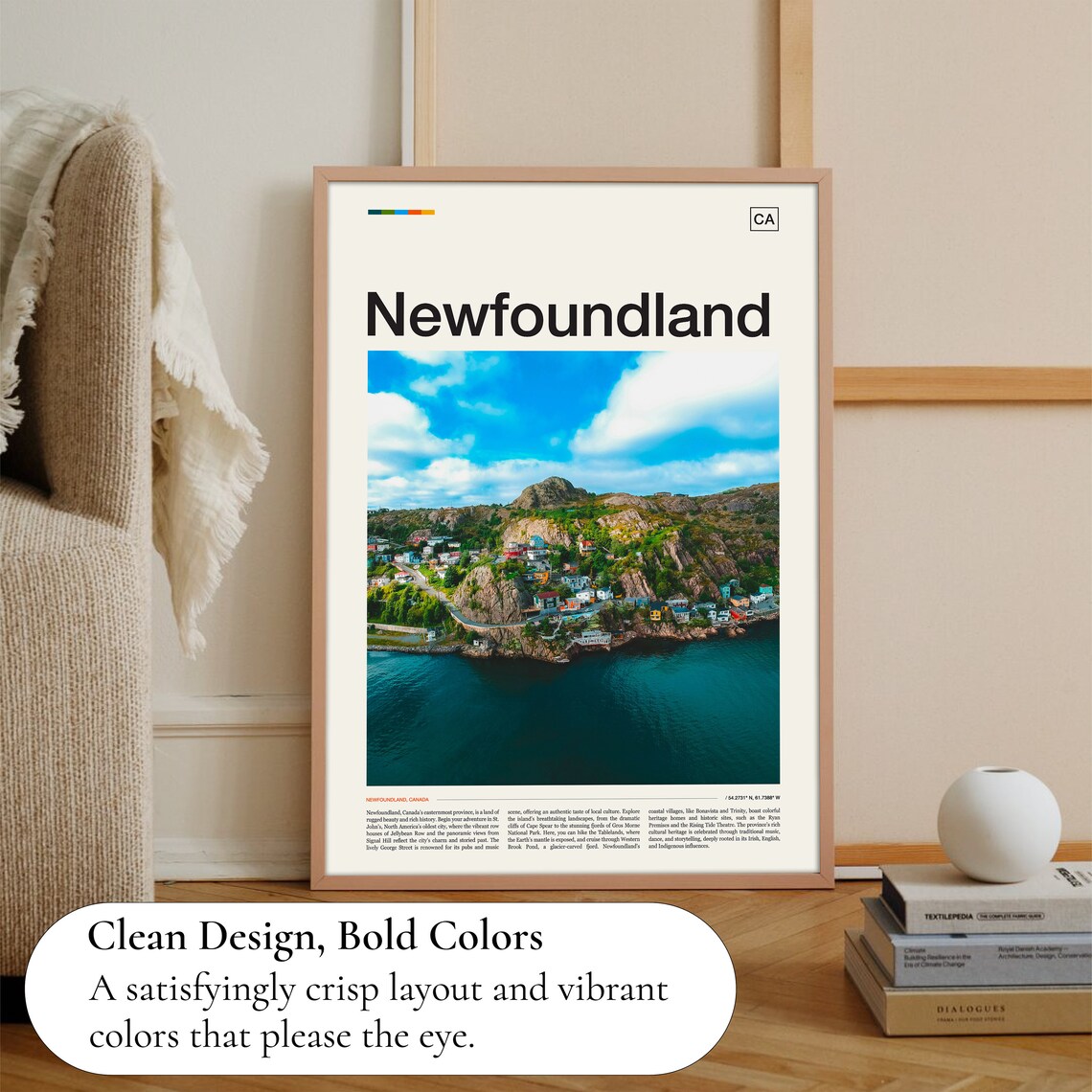 Newfoundland Canada Rugged Rocky Coastal Town Scenic Travel Poster - Image 3
