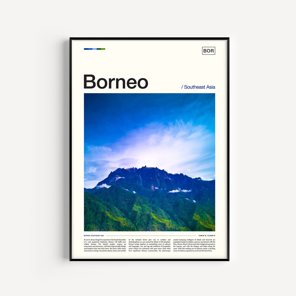Borneo Travel Poster, Place and Destination Print