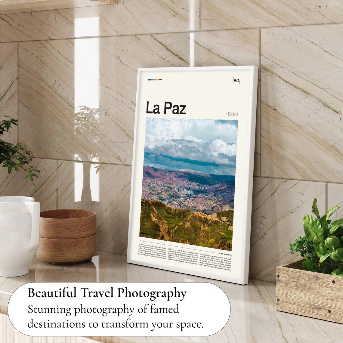 La Paz Bolivia Cityscape Panorama Clouds Mountains Travel Poster - Image 4