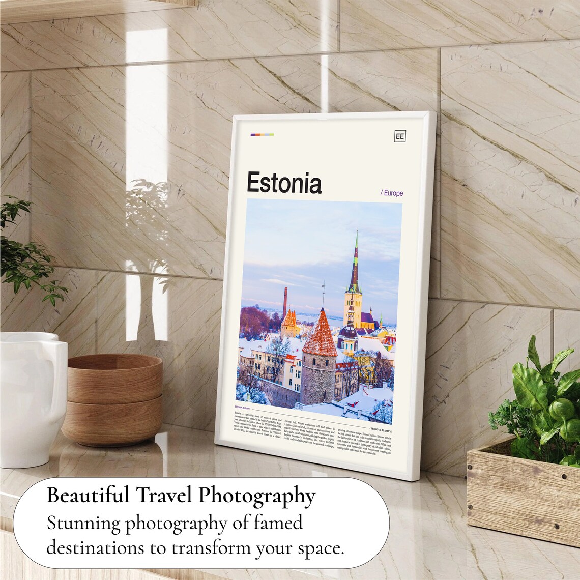 Estonia Tallinn Old Town Winter Snow Cityscape Travel Poster - Image 4