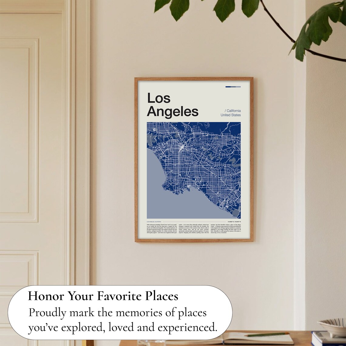 Los Angeles Street Map Navy Blue Modern Minimalist City Poster - Image 5