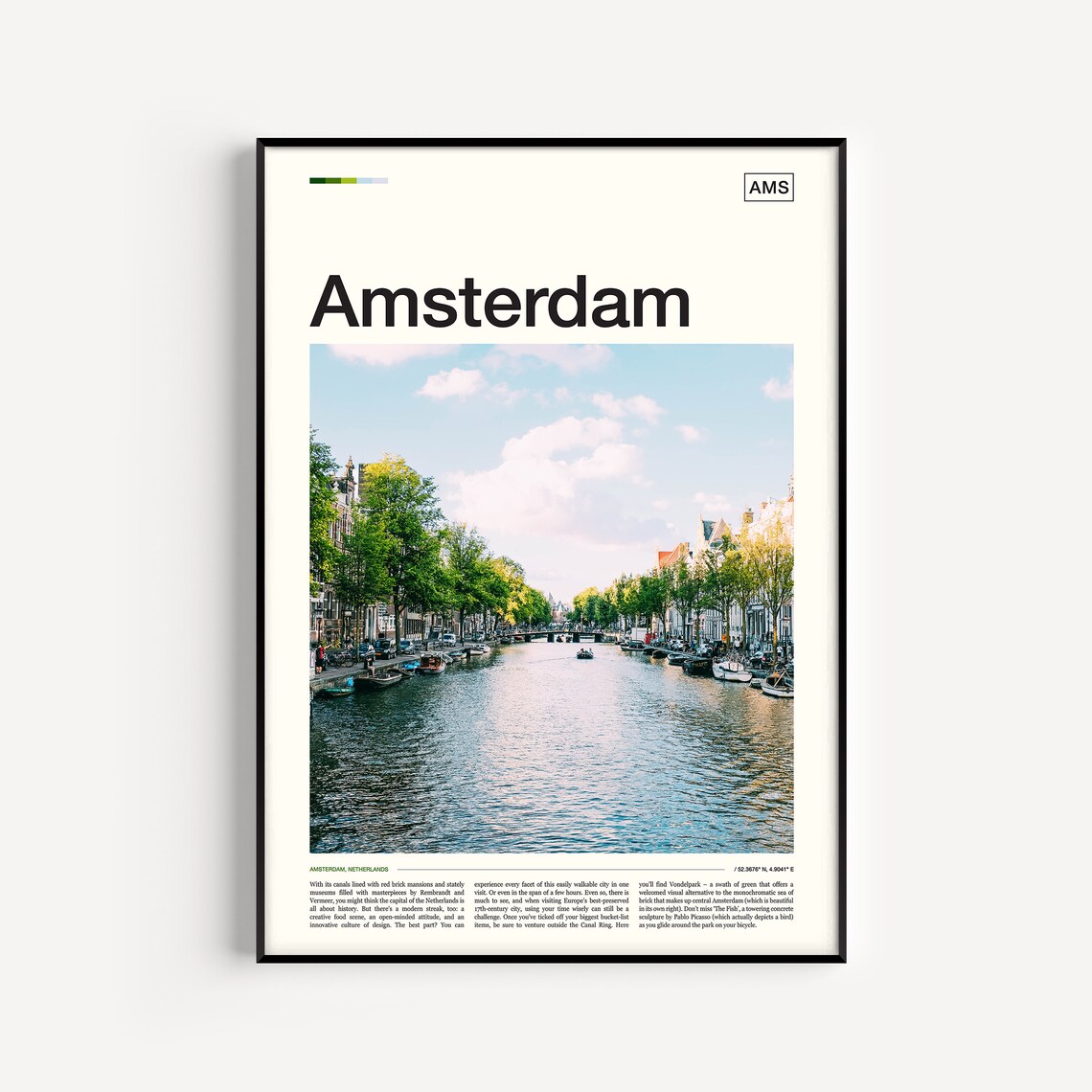 Amsterdam Travel Poster, Netherlands Place Art Print