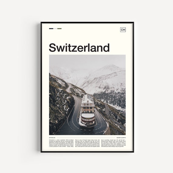 Switzerland Travel Poster, Swiss Travel Print