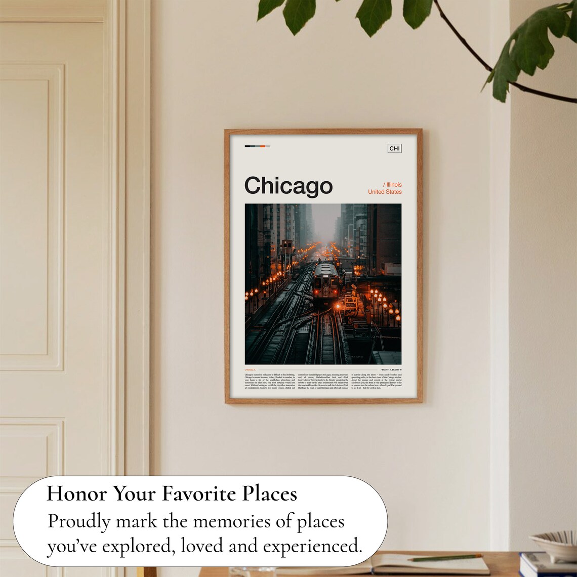 Chicago Skyline Travel Poster, City Wall Art - Image 5
