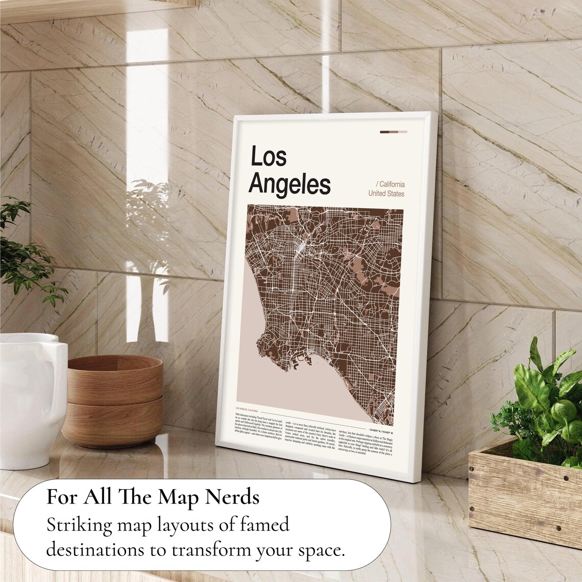 Los Angeles California United States Sepia City Street Map Poster - Image 4