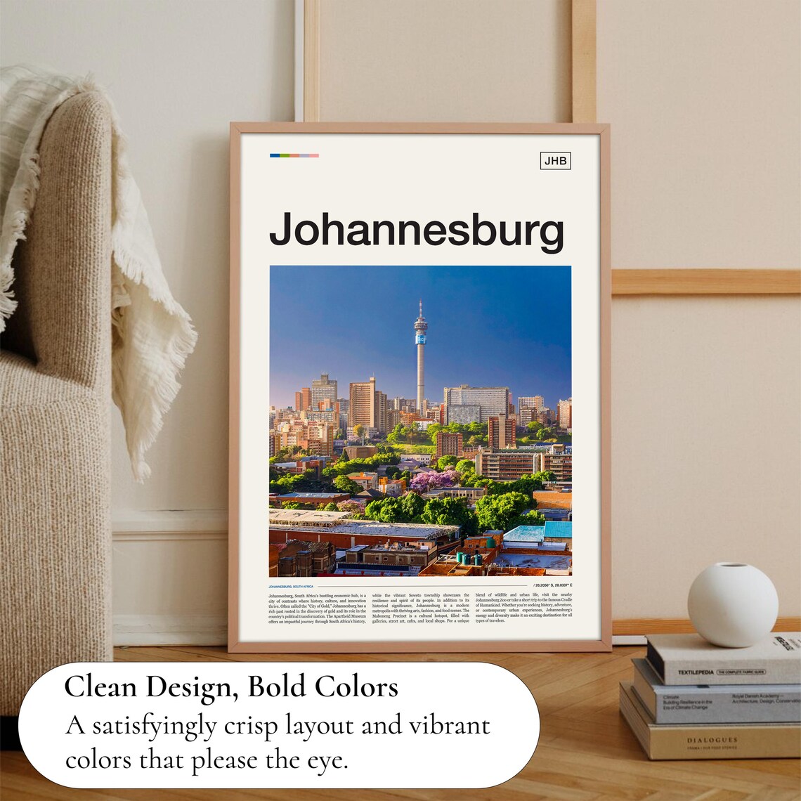 Johannesburg South Africa City Skyline Tower View Travel Poster - Image 3