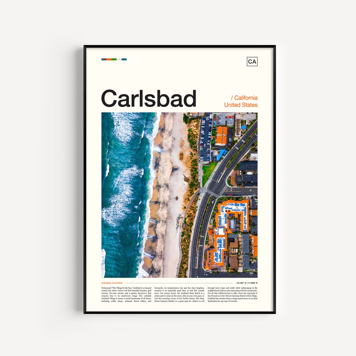 Carlsbad California Travel Poster, Place Name Art Print