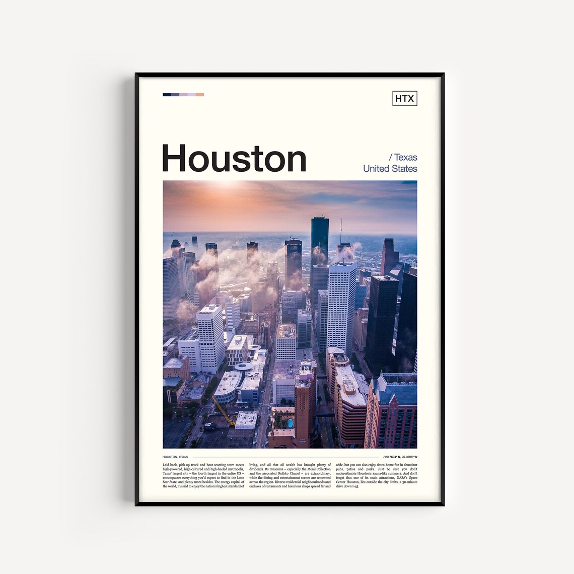 Houston Travel Poster, City Wall Art Print