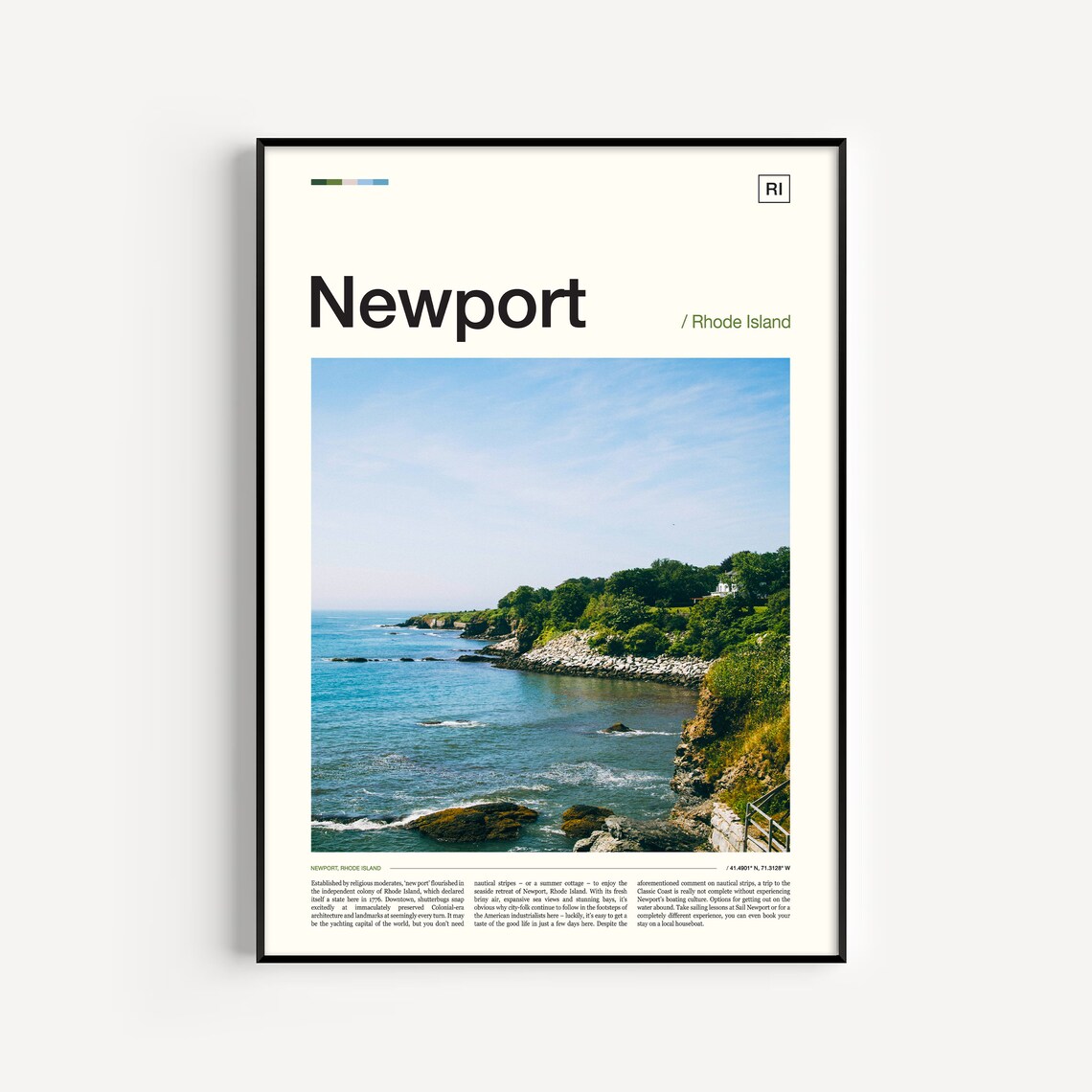 Newport Rhode Island Travel Poster, Coastal Place Art