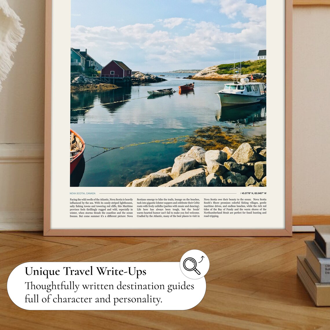 Nova Scotia Canada Fishing Village Cove Boats Rocky Shore Poster - Image 2