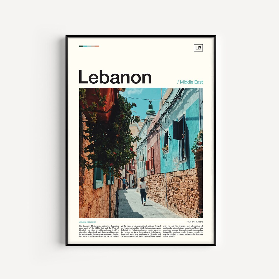 Lebanon Travel Poster, Place-Inspired Wall Art