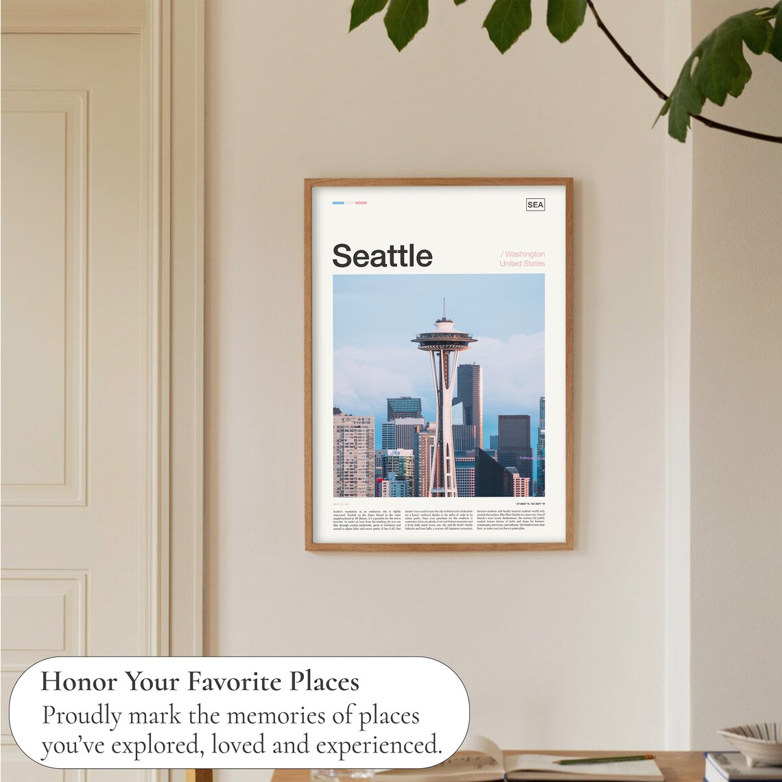 Seattle Washington Space Needle Skyline Photo Travel Poster Decor Art - Image 5