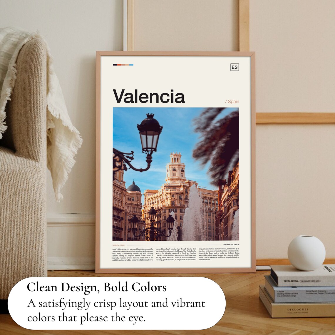 Valencia Historic Square Lamppost Spain Old Town Street Photo Poster - Image 3