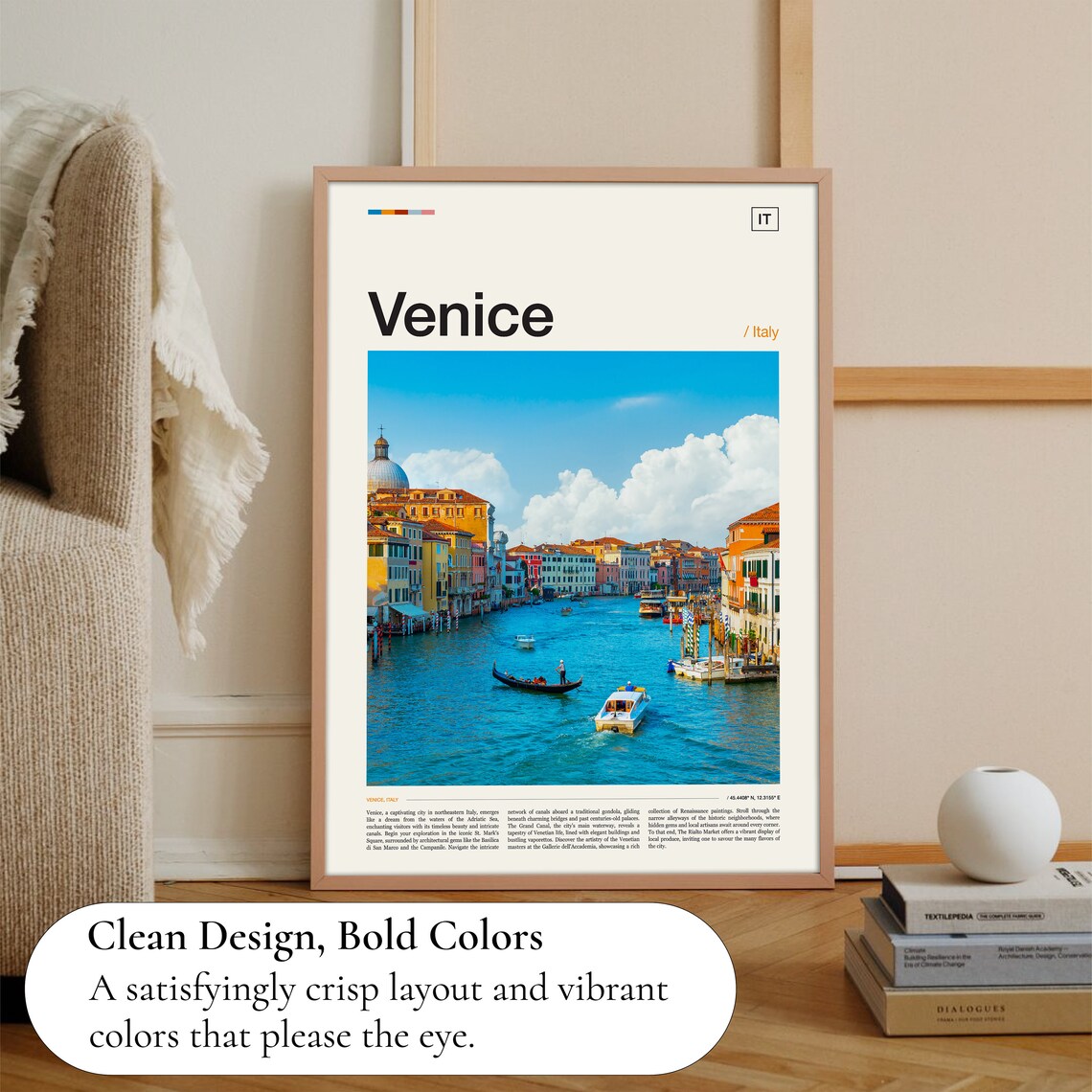 Venice Grand Canal Gondolas Italy Colorful Waterfront Photo Poster - Image 3