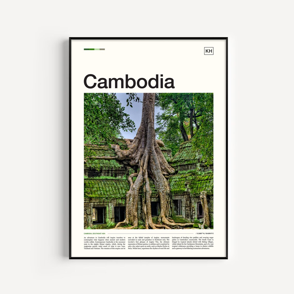 Cambodia Angkor Wat Temple Giant Tree Roots Travel Photo Poster