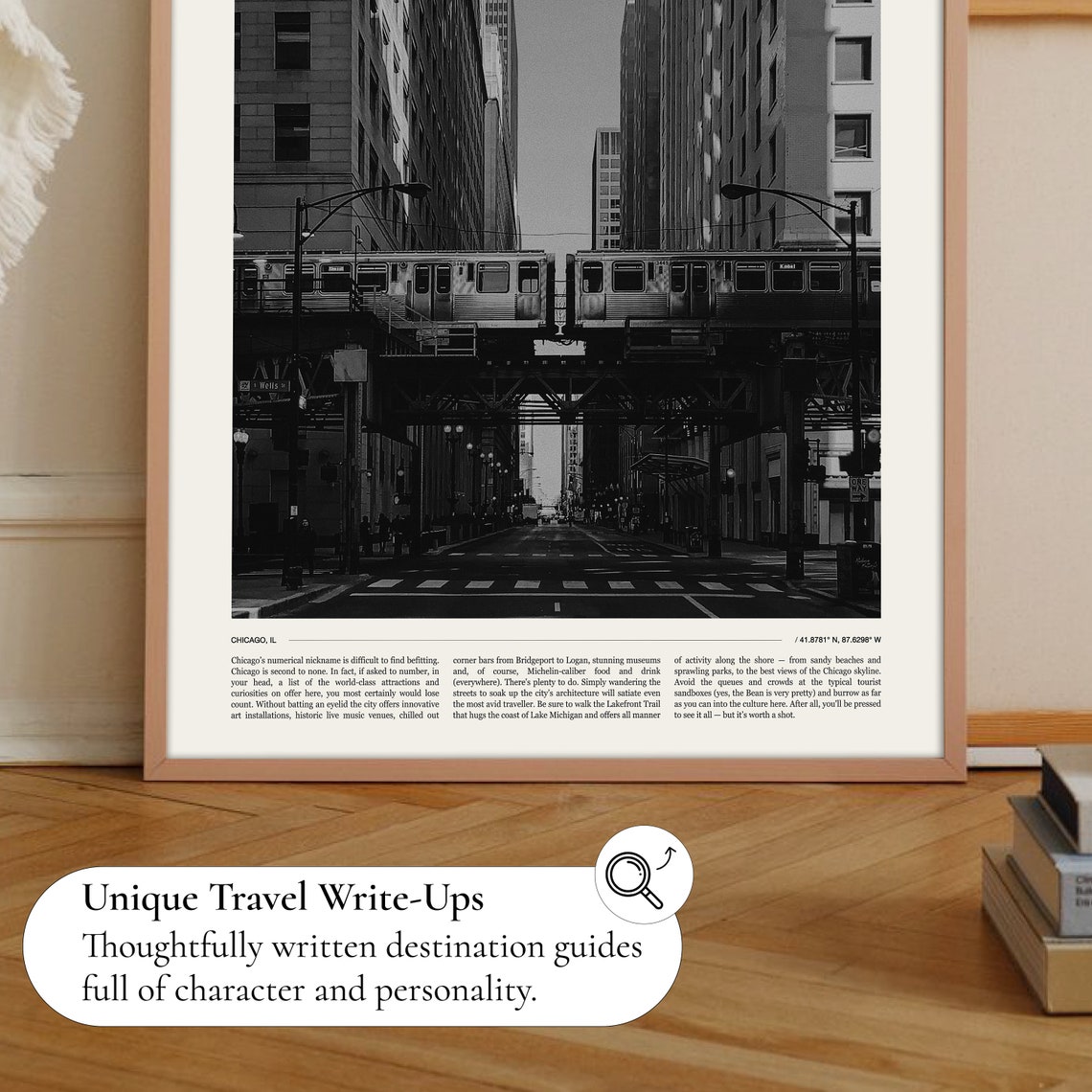 Chicago Illinois Elevated Train Street Black White Urban City Poster - Image 2